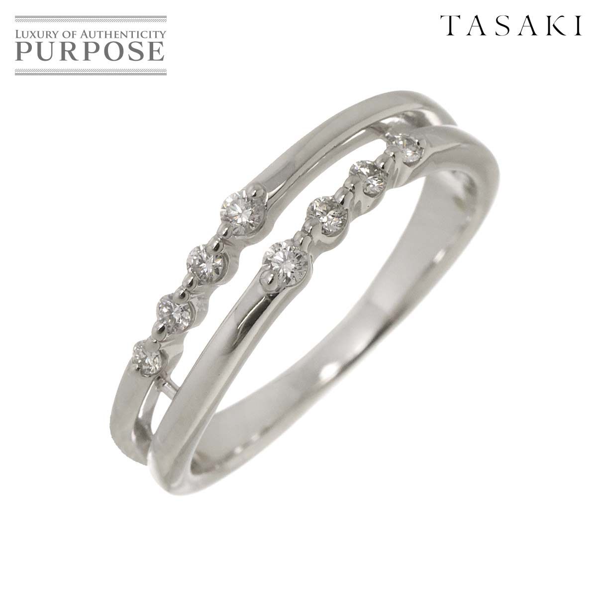 タサキ TASAKI 18号 リング ダイヤ 0.19ct K18 WG ホワイト