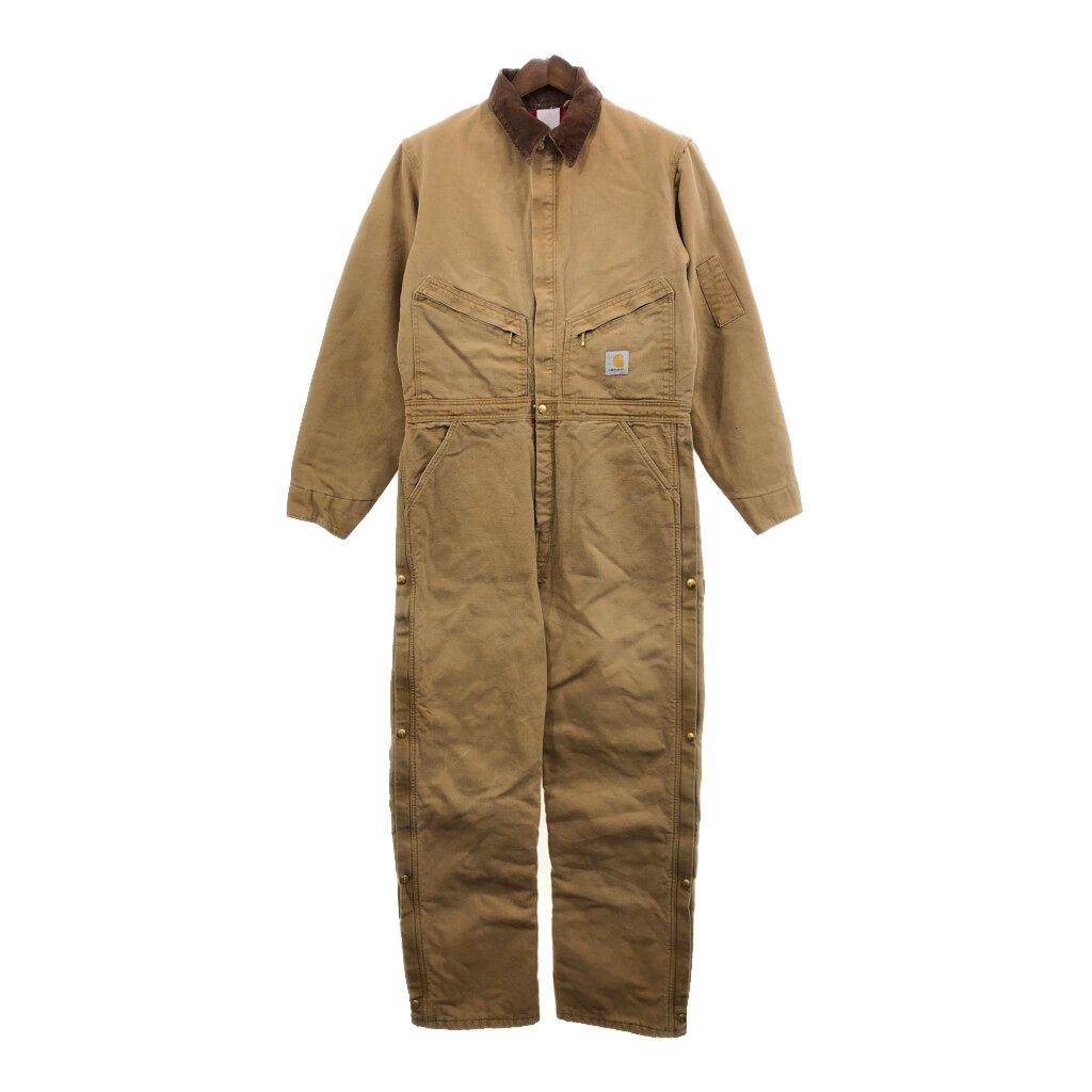 Carhartt カーハート ダック オールインワン ワーク ワンポイントロゴ ベージュ (メンズ XL相当) 中古 古着 Q8870
