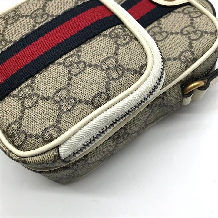 展示品 GUCCI グッチ GGスプリーム オフディア ミニ ショルダー バッグ 斜め掛け 671682 レディース PVC レザー ベージュ アイボリー a8830 展示品 GUCCI グッチ GGスプリーム オフディア ミニ ショルダー バッグ