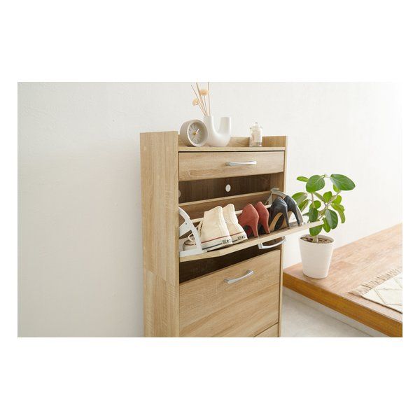 萩原 ハギハラ シューズラック 約 幅62×奥行24×高さ99cm ナチュラル RSR-1704NA 2574693 MARWIL-DEMENAGEMENTS_CH