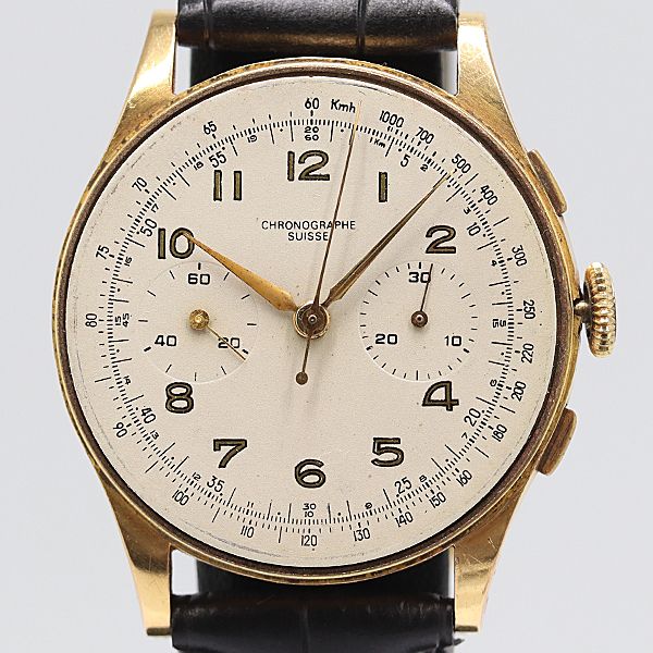 級 クロノスイス 1750 手巻 アイボリー文字盤 裏蓋750|18K|YG メンズ腕時計 0018700 4JWT KMR ABC 15949
