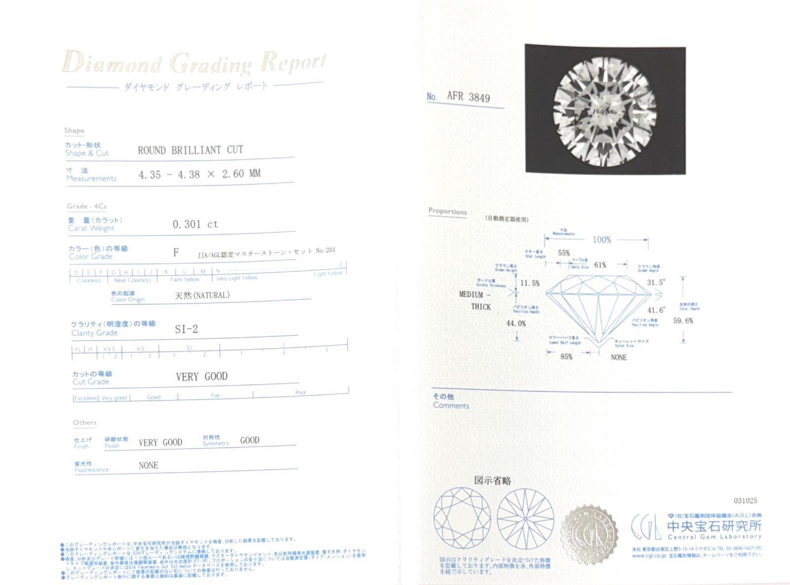 新品 ネックレス プラチナ ダイヤモンド 0.301ct Fカラー VERY GOOD 