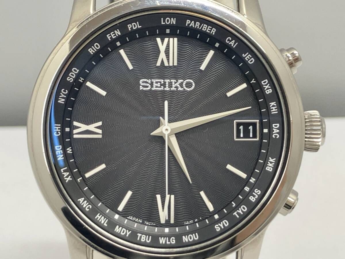 箱 保証書有 SEIKO セイコー BRIGHTZ ブラツイ メンズ ブラックSAGZ105 防水 ソーラー チタン 電波 カレンダー