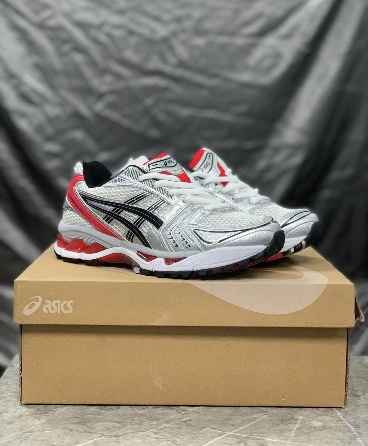 新品 Asics Gel-Kayano 14 White Red アシックス シルバー