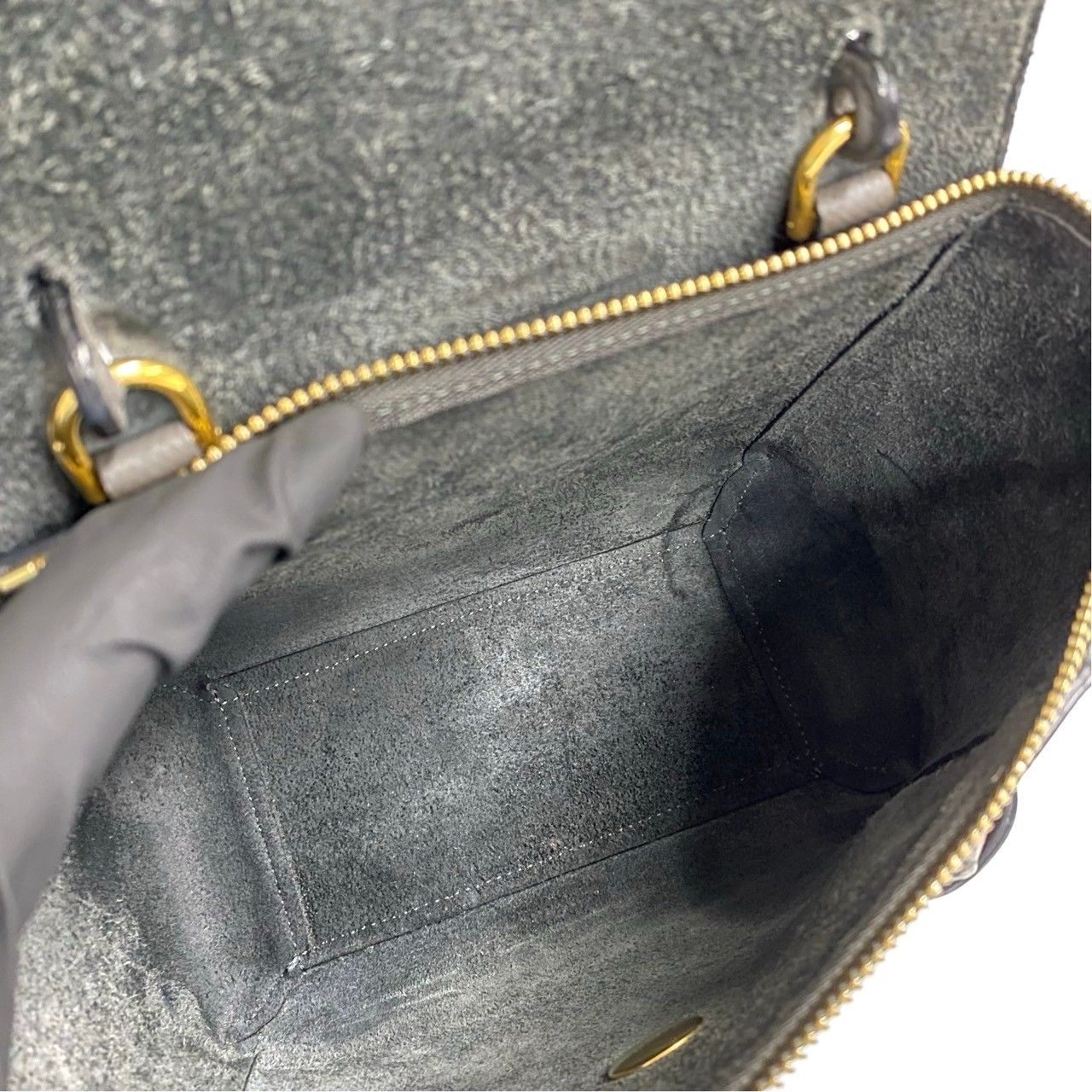 極美品 CELINE オールレザー 肩掛け ハンドバッグ ロゴ刻印 セリーヌ 