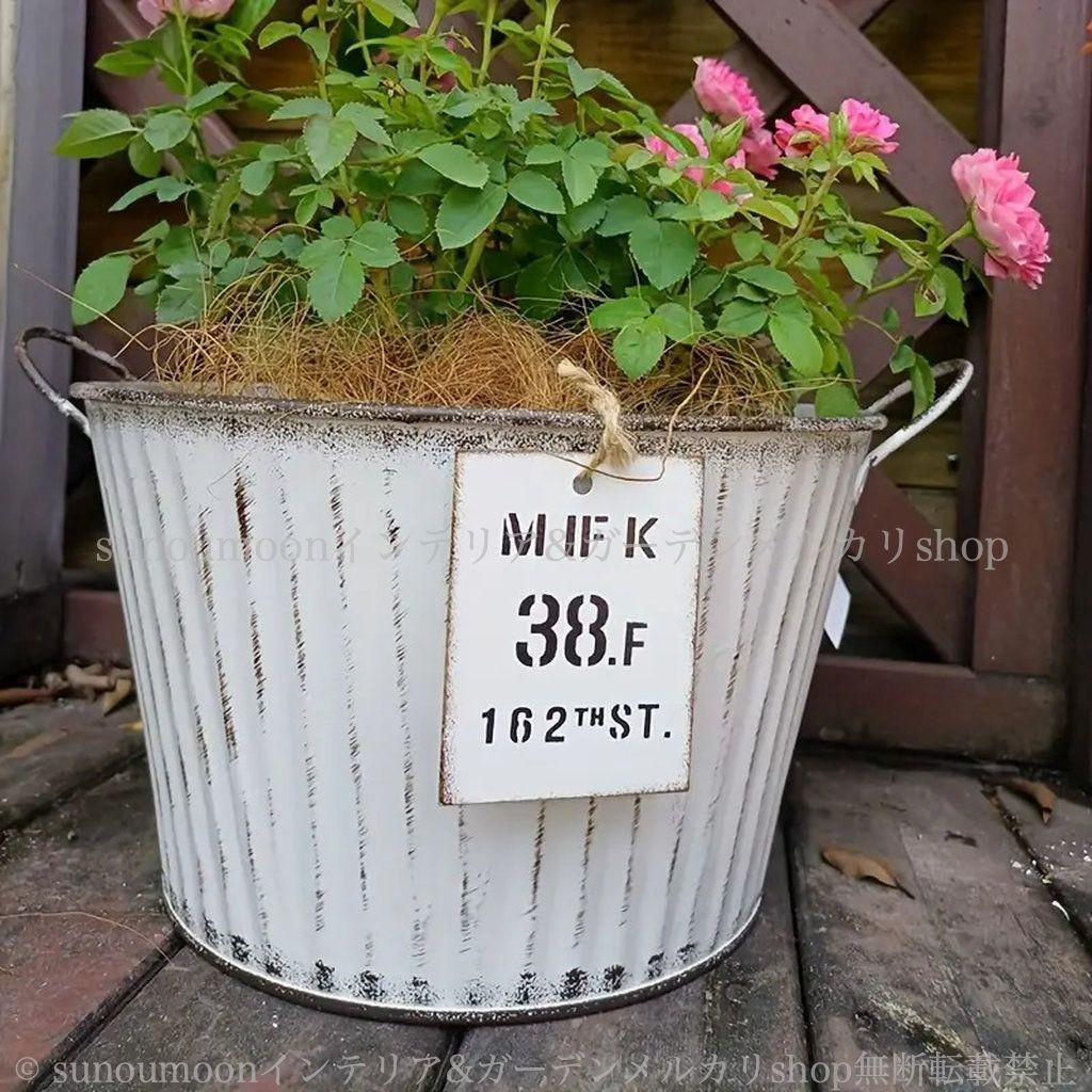 シャビーシック 白 シャビー加工 インテリア ガーデニング 雑貨 ガーデン雑貨 お洒落 モダン 鉄製 バケツ 庭 錆び防止 ガーデン プランター 庭の装飾 おしゃれ ホワイト ガーデンインテリア 4-7 フレンチ ヴィンテージ調