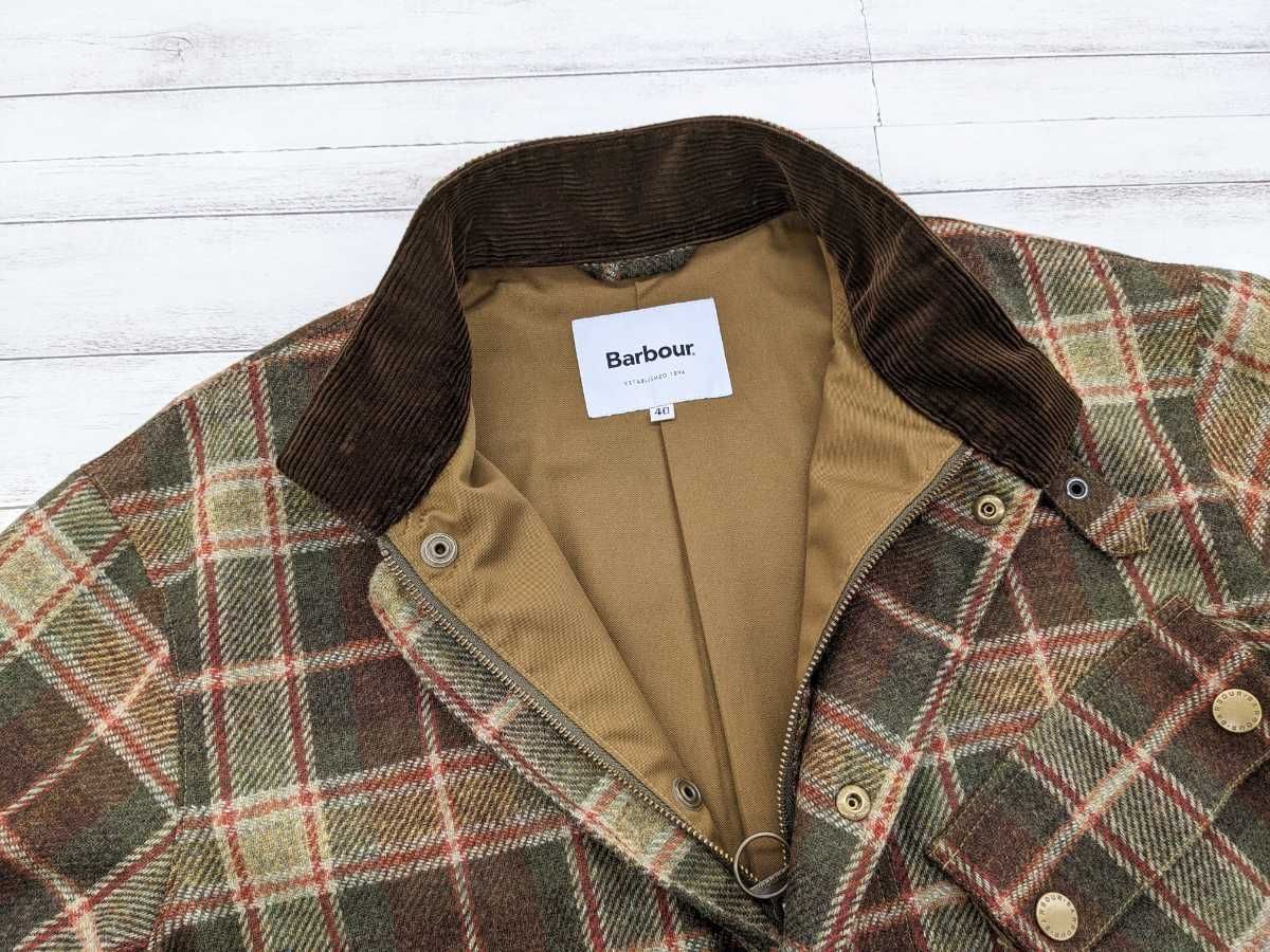 美品 22AW Barbour バブアー チェック柄 ウール コート ジャケット