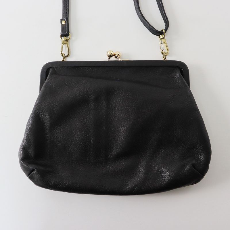 美品 ケベル kvell レザー がま口 バッグ /ブラック