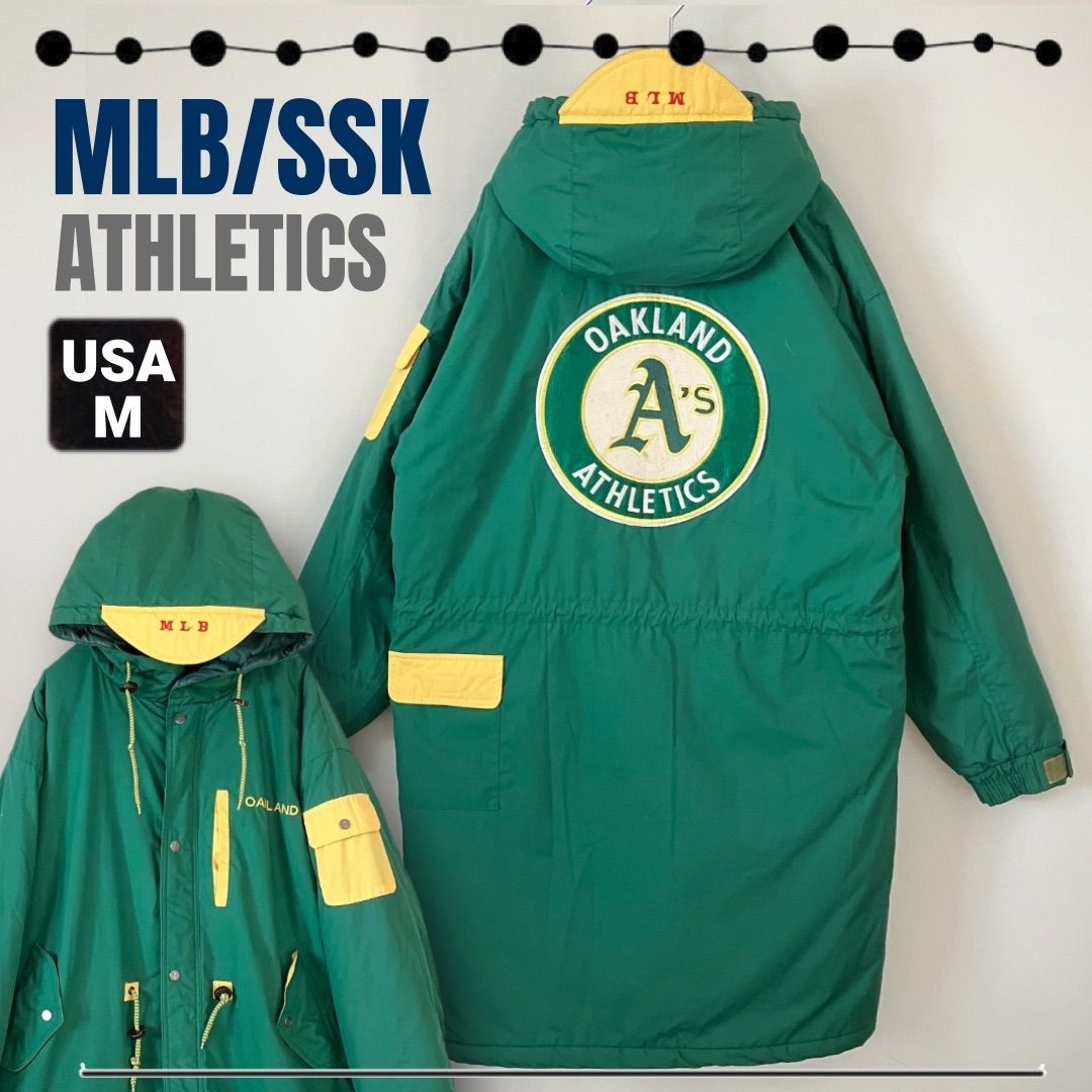 90sMLB/オークランド アスレチックス★中綿/パデッドジャケット/ハーフコート★SSK野球用品★ATHLETICS★USAメンズM(JPNメンズXL) 90sMLB/オークランド アスレチックス☆中綿/パデッドジャケット