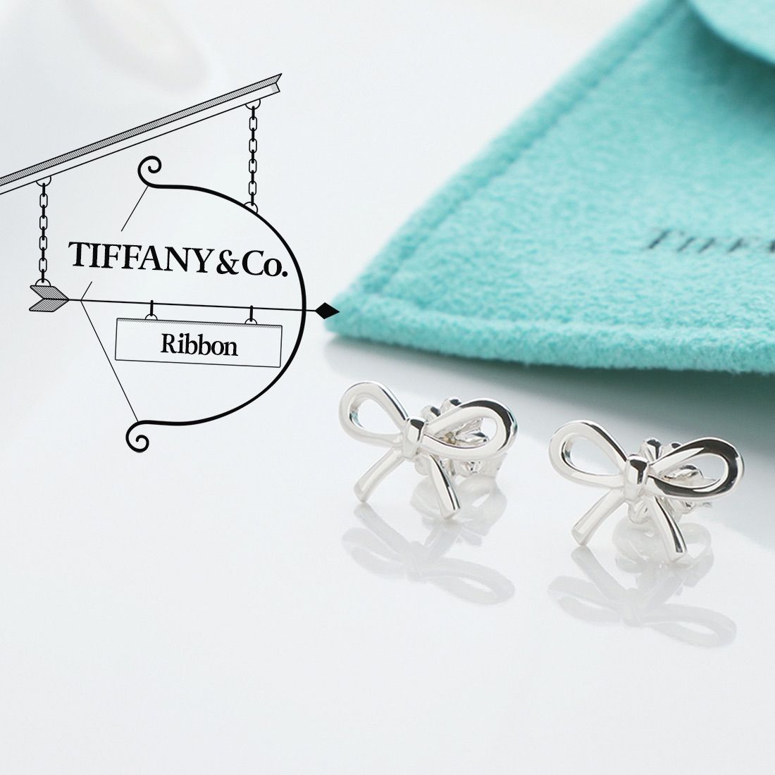 美品 TIFFANY&Co. ティファニー リボンモチーフ ピアス スターリング