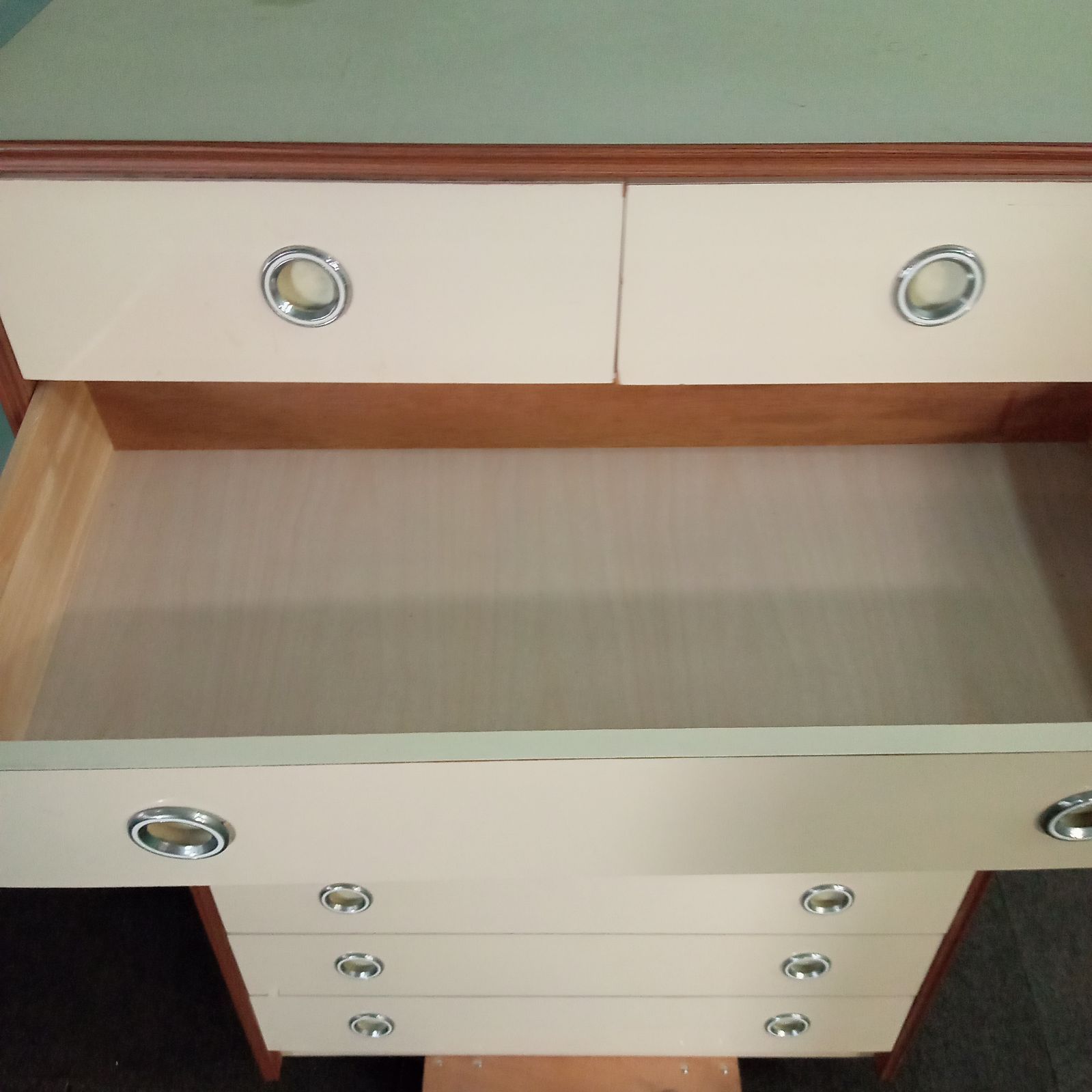 16昭和レトロ レトロポップ オレンジ 5段チェスト ヴィンテージ家具 美