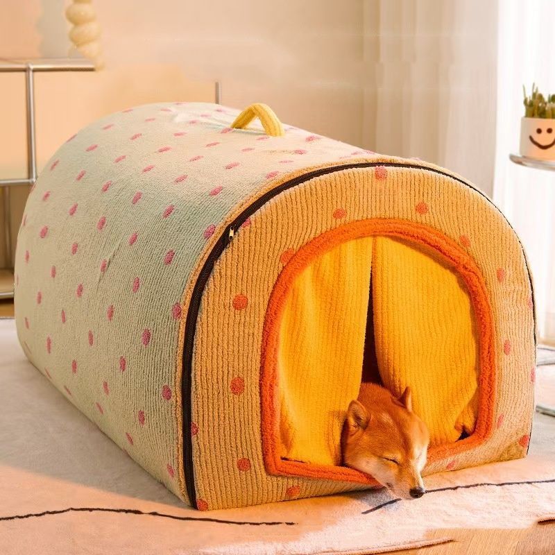 2イン1 小中型猫犬 ドーム型小屋 休憩所 冬 猫 ベッド ドーム型 猫 ハウス クッション付き ふわふわ キャットハウス 寒さ対策 ペットベッド 保温防寒 滑り止め 室内用