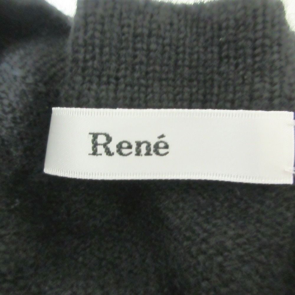 美品 Rene ルネ カシミヤ100％ リボン 長袖 ショート丈 ニットカーディガン ボレロ 36 ブラック レディース 古着 中古 René - 美品 Rene ルネ カシミヤ100％ リボン 長袖 ショート丈