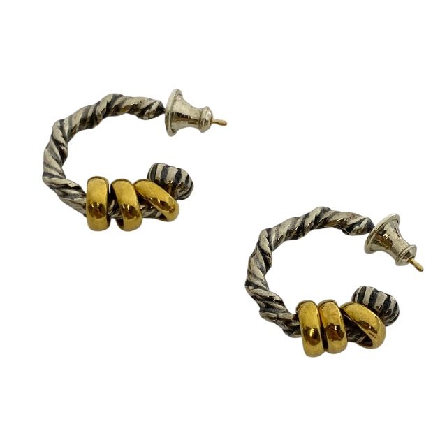 ビルウォールレザー 79-04-0023-328-90-88 ツイスティ フープ ピアス S シルバー ゴールド K18 SV925 GP BILL WALL LEATHER 安心品質 メンズ レディース ユニセックス