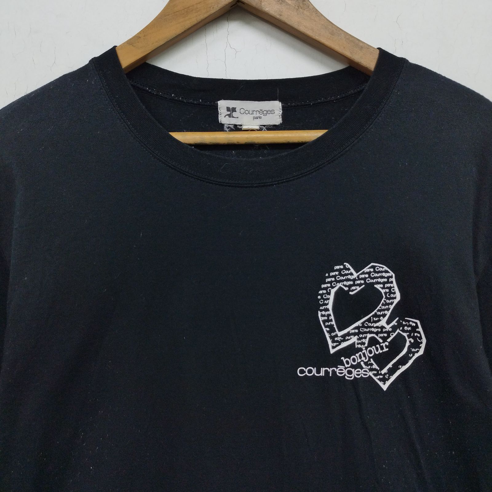 courreges クレージュ ハート ロゴ プリント クルーネック 半袖