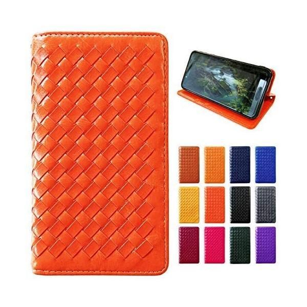 GALAXY A30 SCV43 ケース 大人の雰囲気漂う 編み込み 手帳型 手帳 カバー オレンジ (オレンジ GALAXY A30)