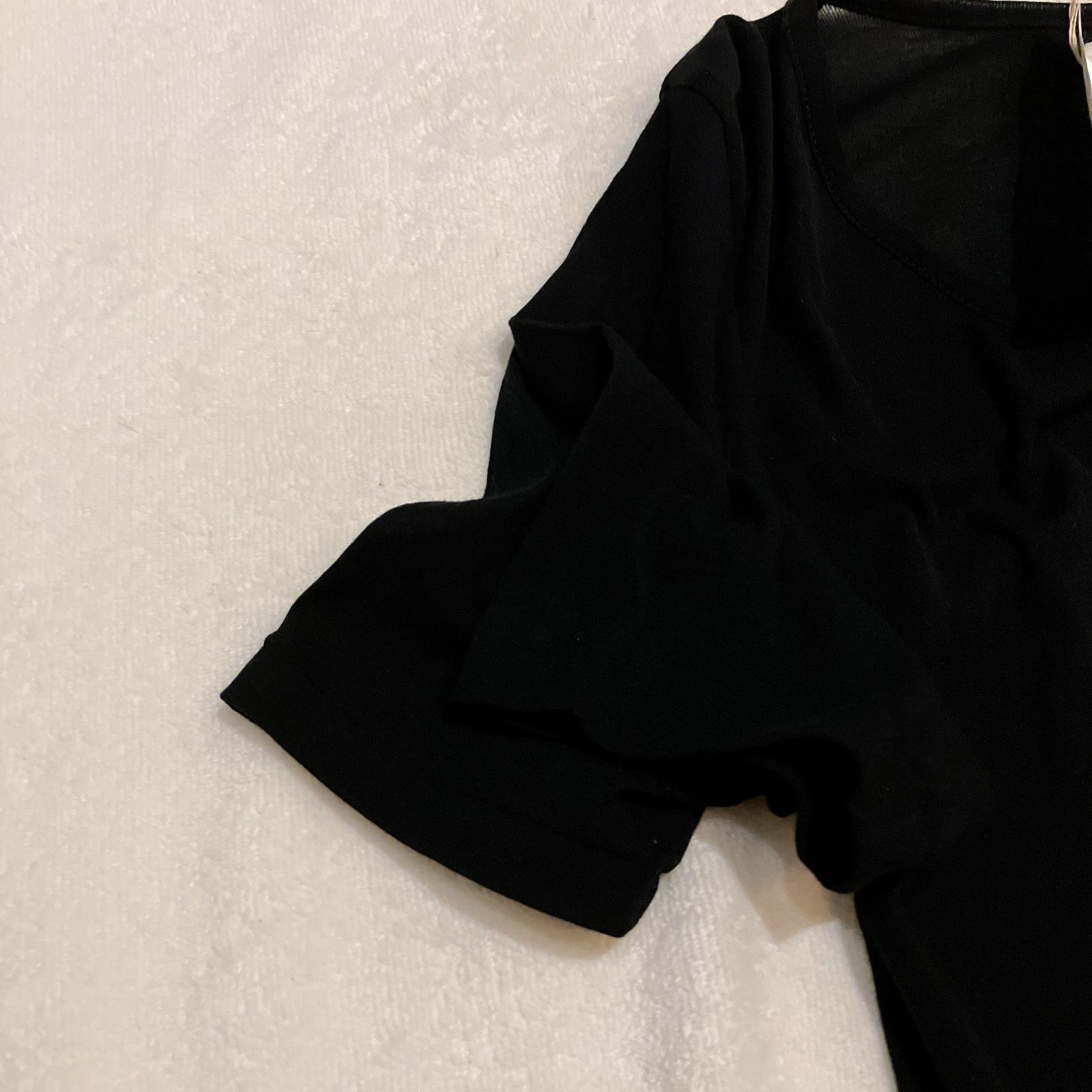ヨウジヤマモト +NOIR 半袖トップス Sサイズ Yohji Yamamoto +NOIR】袖口二重デザイン コットン半袖