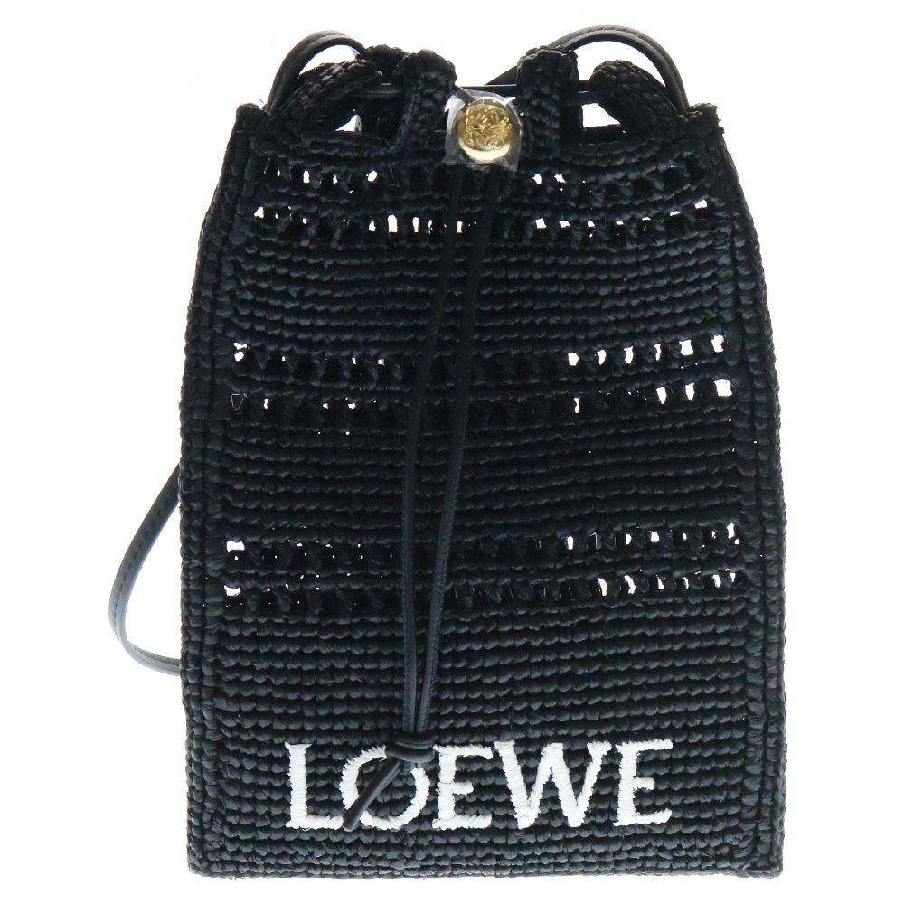 LOEWE (ロエベ) ドローストリング ポケット ロゴ刺繍 ラフィア