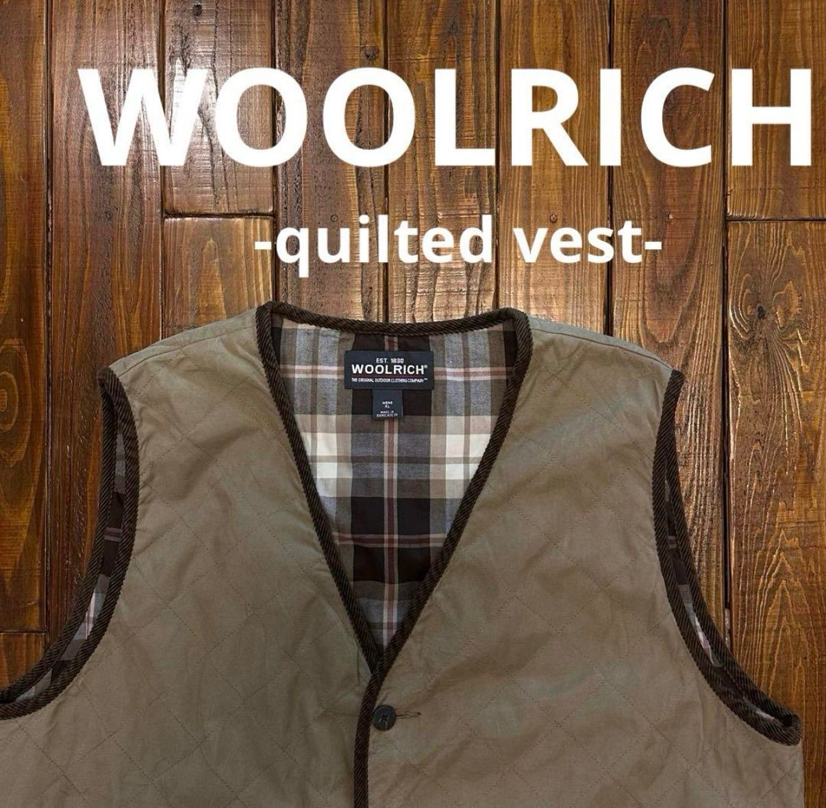 WOOLRICH ウールリッチ】キルティングベスト チェック - メルカリ