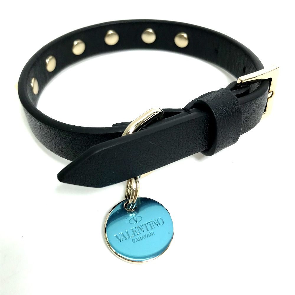 未使用 VALENTINO レザー 犬 首輪 VALENTINO ヴァレンティノ 首輪 ロックスタッズ ペットカラー