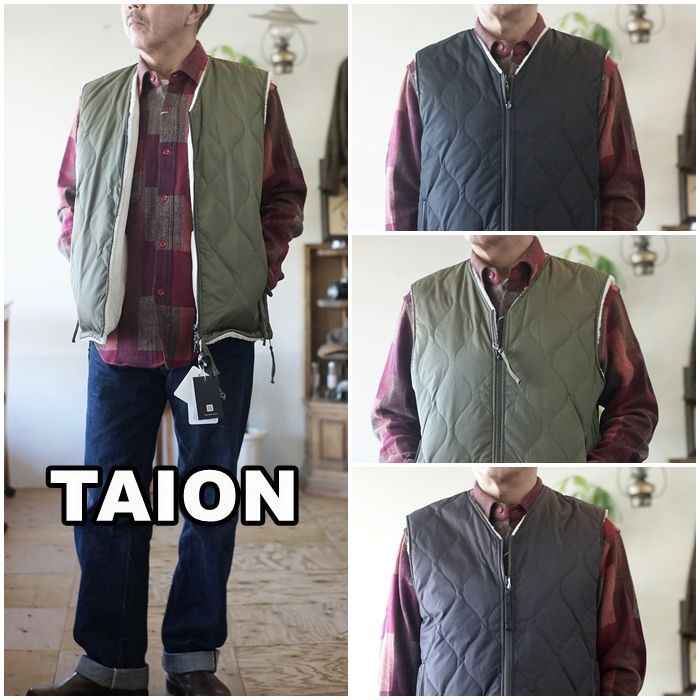 TAION タイオン リバーシブルボアベスト R001BML-1 Vネック ボア ベスト