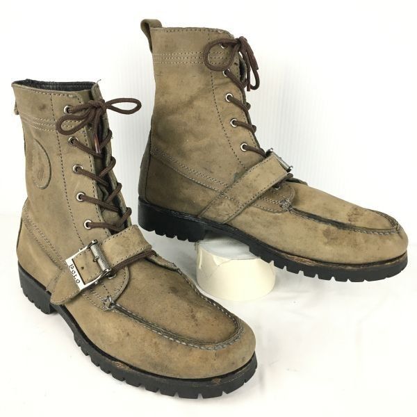 Polo Ralph Lauren|ポロ ラルフローレン レザーブーツ size27.0-27.5-28.0程度 薄茶 ヌバック本革|エンジニア|ワーク|ショート 管No.YR42<sale>