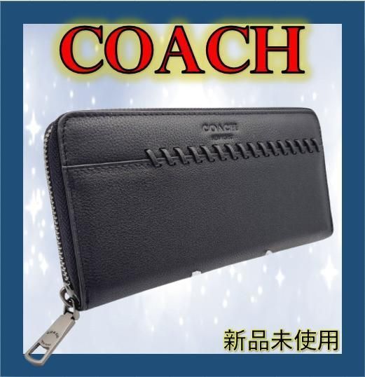 新品未使用】COACH 長財布 ベースボール ステッチ レザー ブラック