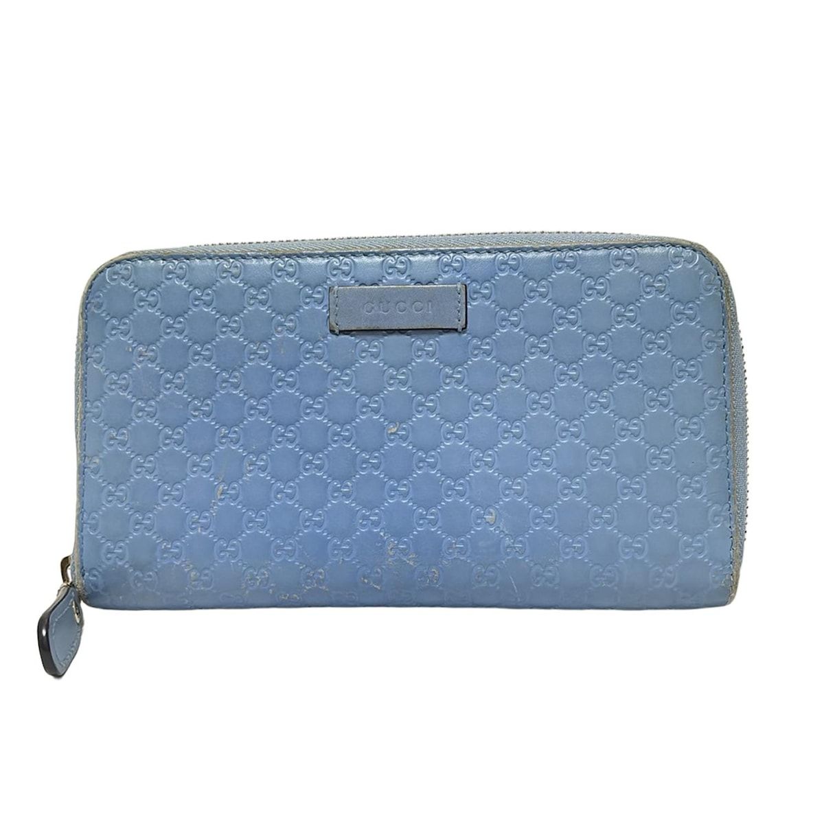 GUCCI グッチ 長財布 マイクログッチシマ 449391 ライトブルー レザー