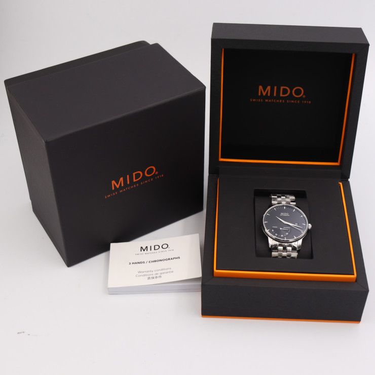 MIDO ミドー Baroncelli 42mm Automatic バロンチェッリ 42mm オートマチック 腕時計 M8605 ステンレススチール シルバー ブラック文字盤 自動巻き 裏スケ 【本物保証】