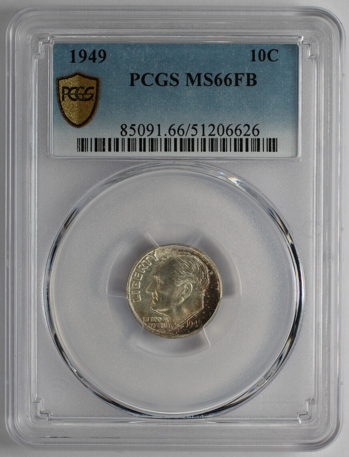 1949 Roosevelt Silver Dime PCGS MS66 FB