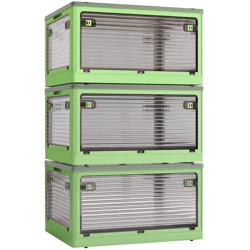 X XUNTAO 収納ボックス 折りたたみ 蓋付き 積み重ね 全方向から取り出せる 3個セット 収納ケース 衣類 布団 小物 収納 折り畳み コンテナ ボックス 大型 プラスチック キャスター付き おしゃれ 防塵 防カビ 防湿 無臭 半透明 厚み 強い耐荷重