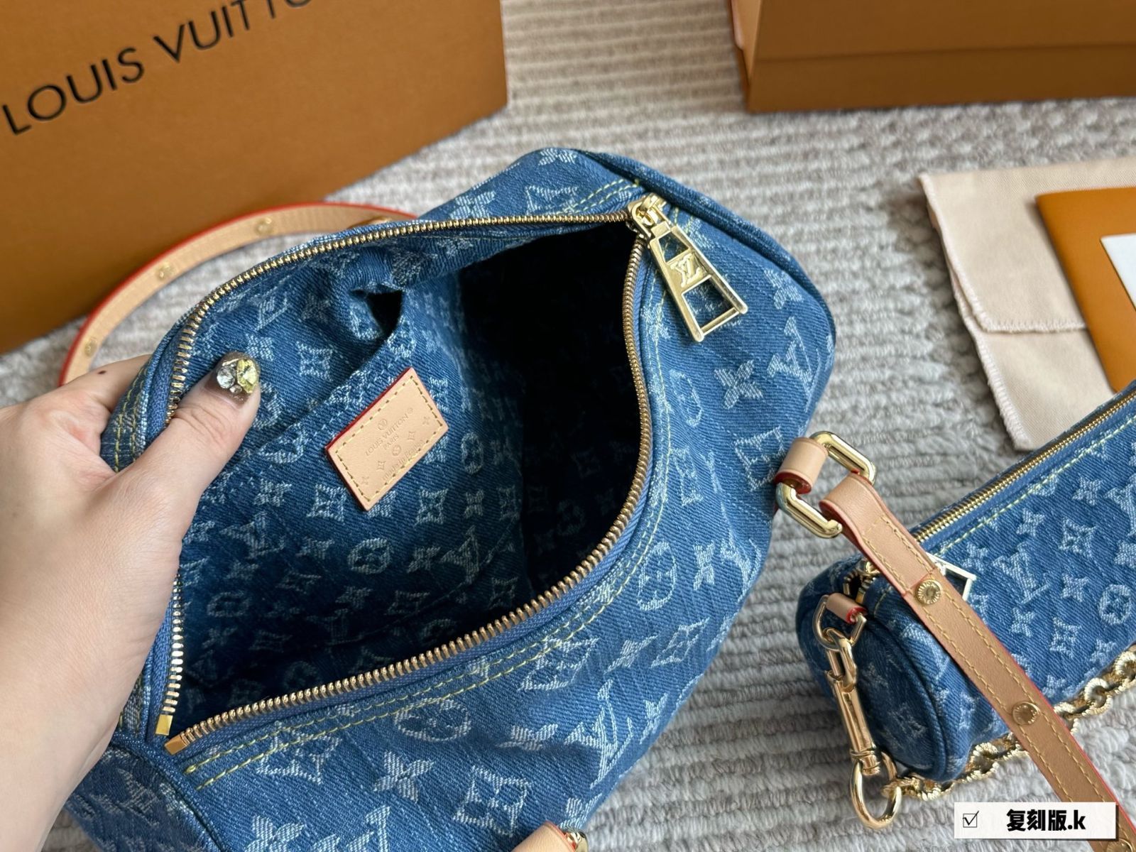今日特価】LV Louis Vuitton 24 Denim Monogram Papillon Set