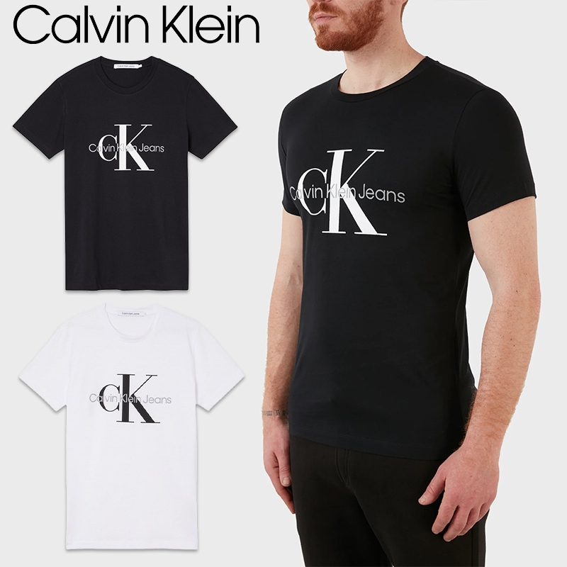 カルバンクライン CK クルーネック半袖Tシャツ ロゴ メンズ J30J320935 ブラック ホワイト BTS ジョングク Calvin