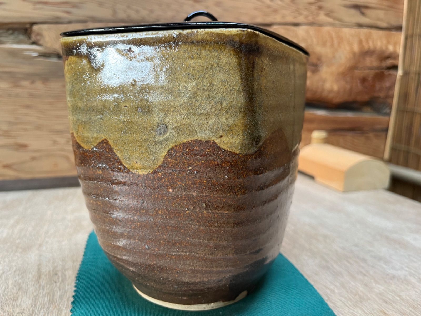 茶道具　水指　水差し　楽山焼　権兵衛作　　骨董　小道具　共箱　日本　古道具 茶道具 水指 水差し 楽山焼 権兵衛作 骨董 小道具 共箱 日本 古道具