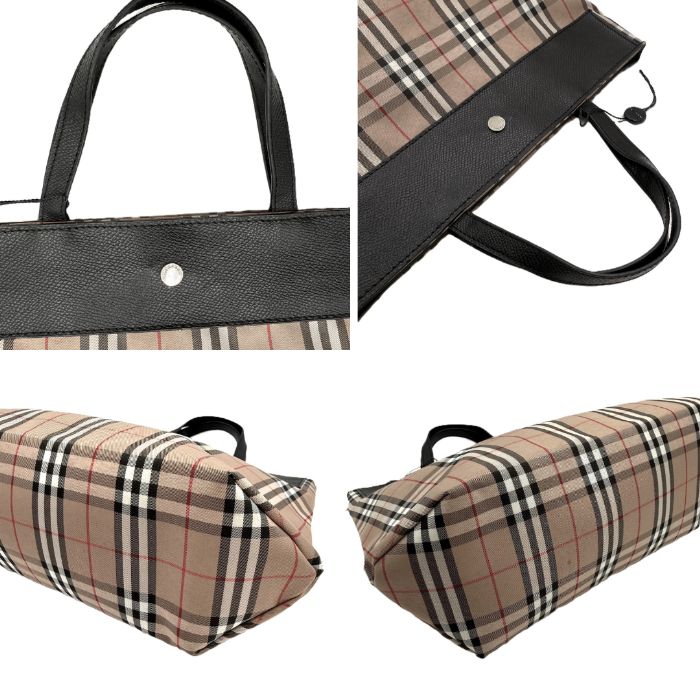 バーバリー BURBERRY トートバッグ チェック柄 ナイロン レザー バイ