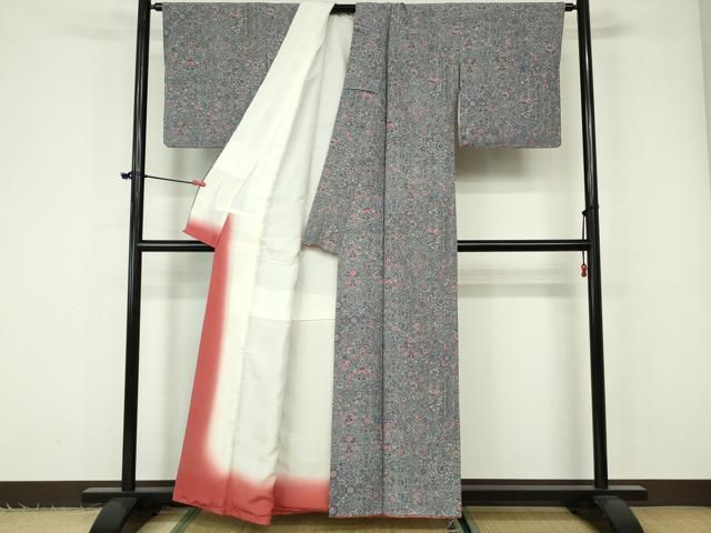 平和屋着物□上質な小紋 更紗花文 正絹 逸品 BAAU4263mz