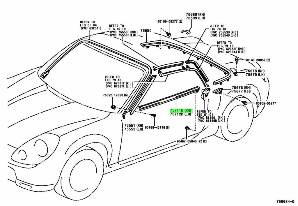 ○未使用 トヨタ ZZW30 MR-S MRS 純正 フロント ドア ベルトモール  