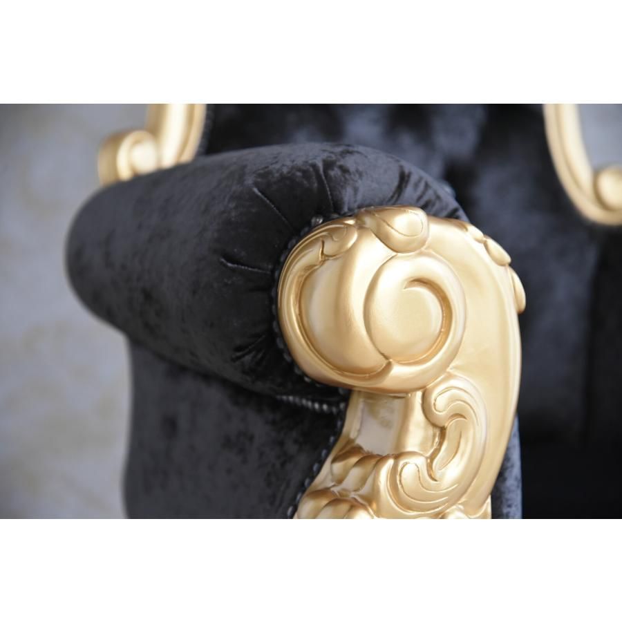 女王様の椅子 クイーン チェア ブラック ゴールド アンティーク