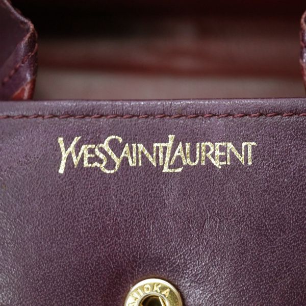 YVES SAINT LAURENT ロゴ コイン&カードケース（ボルドー