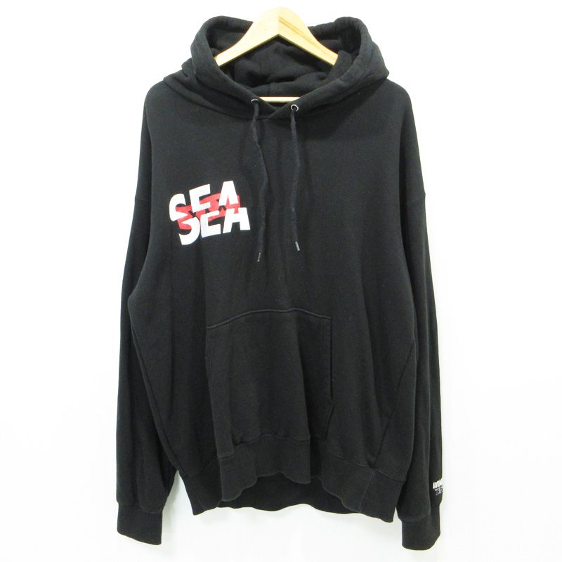 三重本店 WIND AND SEA ウィンダンシー × GOD SELECTION XXX ゴッドセレクショントリプルエックス ロゴ刺繍長袖パーカー WDS-XXX-SP-07 ブラック サイズ XL 103