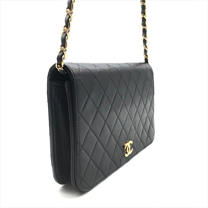 美品 CHANEL シャネル ココマーク マトラッセ ラムスキン プッシュロック チェーン ショルダー バッグ ブラック a3586 CHANEL（シャネル） マトラッセ ココマーク プッシュロック チェーン