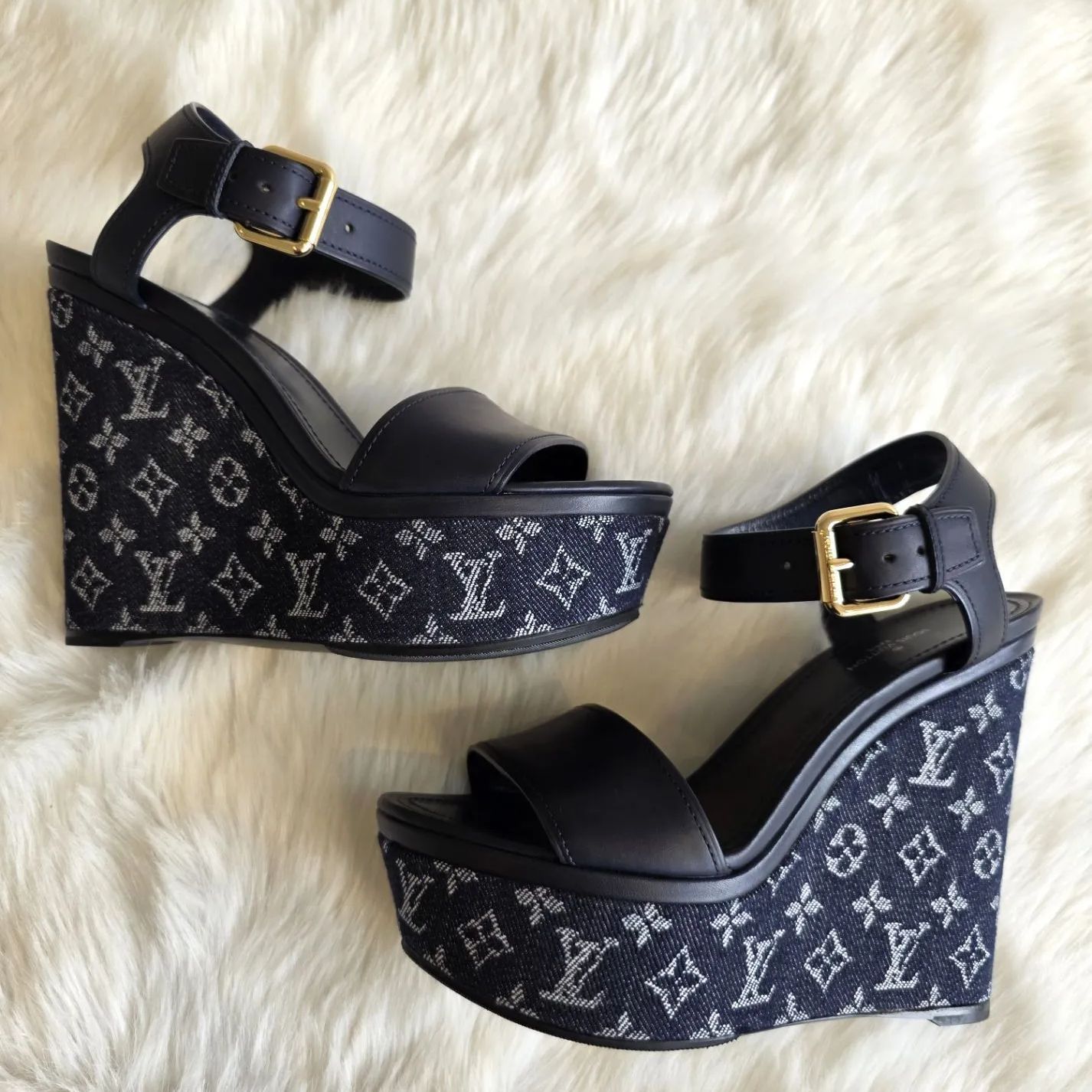【美品】ルイヴィトン デニム オープントゥ サンダル ヒール モノグラム 楽天市場】【靴】LOUIS VUITTON ルイ ヴィトン モノグラム