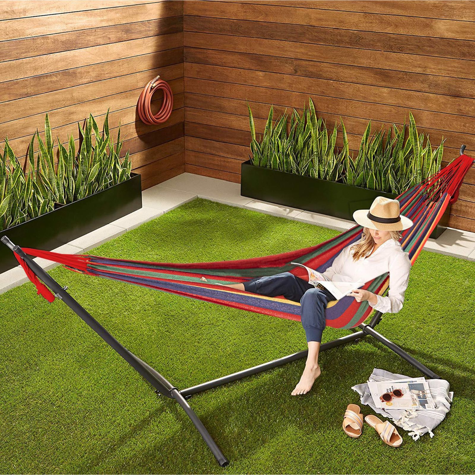 TORIBIO ハンモック 自立式 超広い ダブル 耐重荷 高さ調節 簡単な