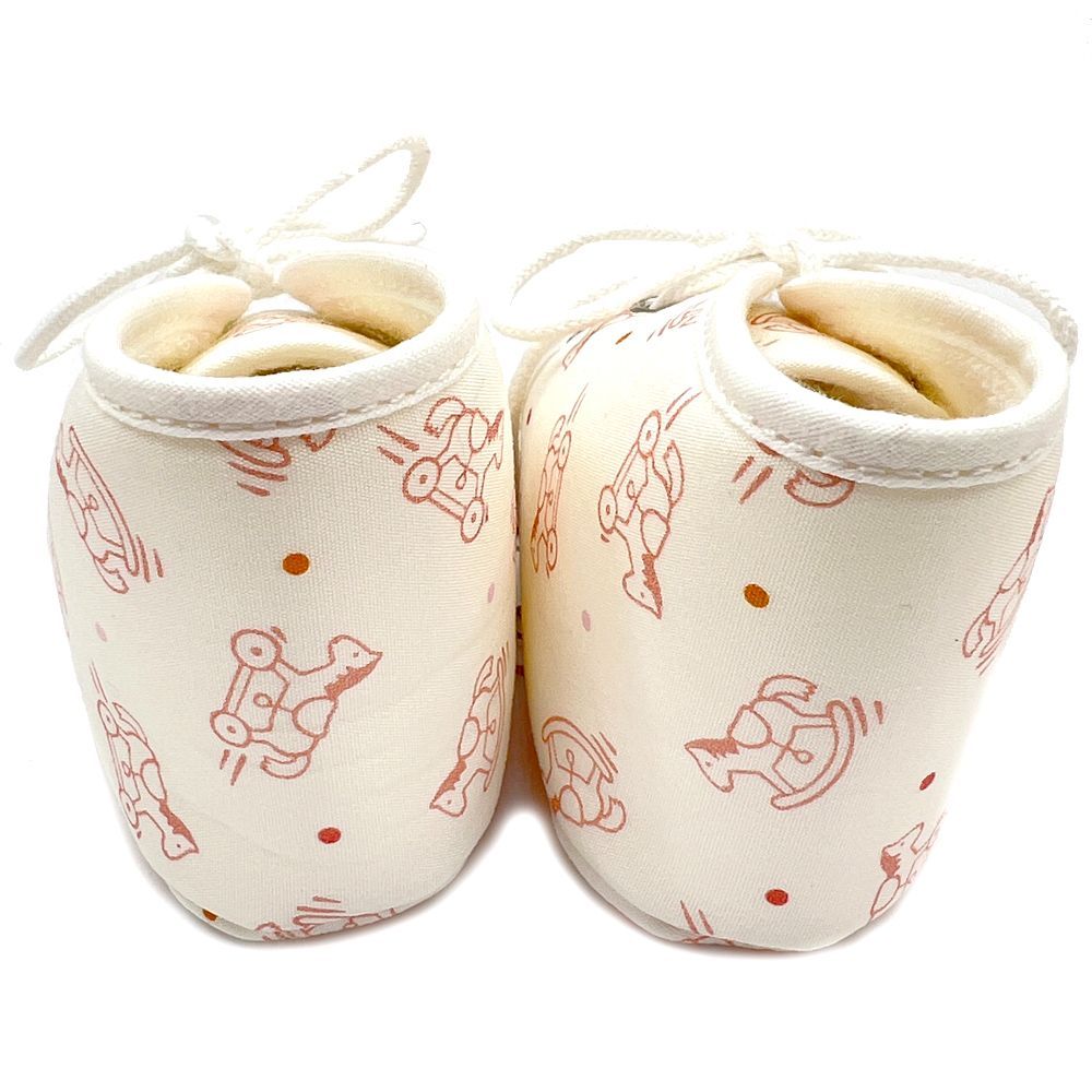 HERMES エルメス ベビーシューズ コットン アダダドット 白 ピンク