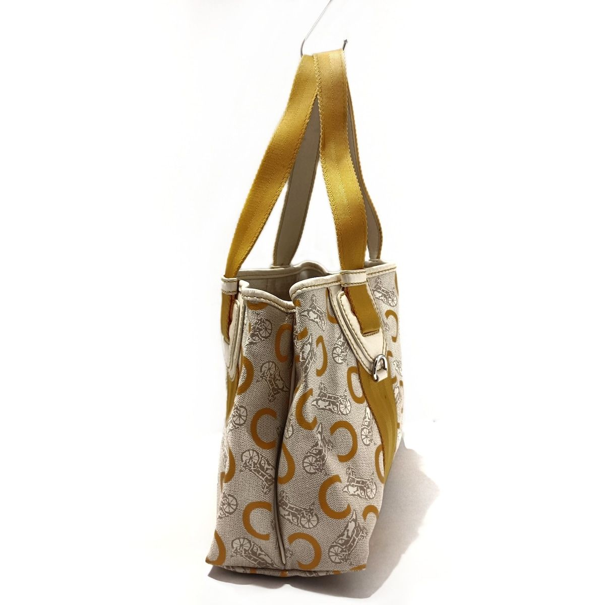 CELINE セリーヌ トートバッグ Cマカダム柄 グレーベージュ×ダークイエロー×アイボリー レザー