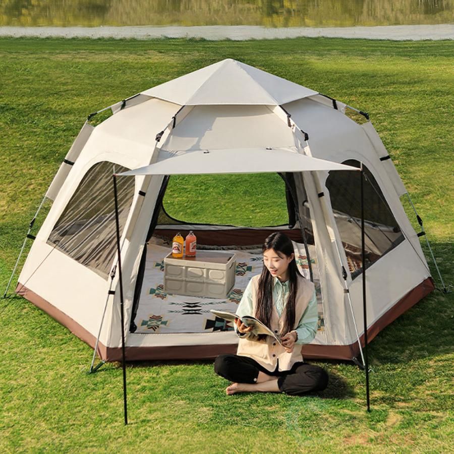 ドーム型テント ワンタッチ式 組み立て 5-8人用 撥水 日除け