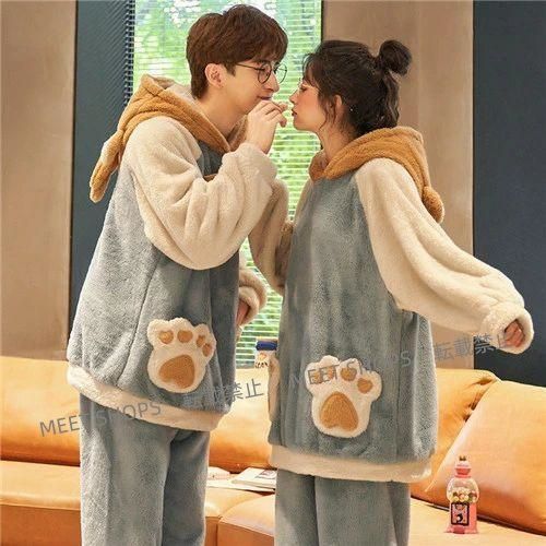 ペアパジャマ 冬 もこもこ カップル ペア ルームウェア 上下 セット ペア パジャマ もこもこ カップル パジャマ 秋冬 ペア 結婚祝い プレゼント ペアパジャマ カ ddhc79