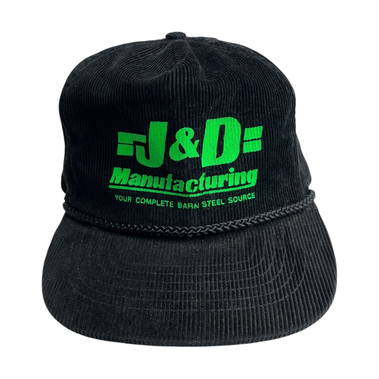 キャップ|帽子 90s J-D Manufacturing ビンテージ コーデュロイ トラッカーキャップ プロモーション ブラック 黒 ネオングリーン 緑