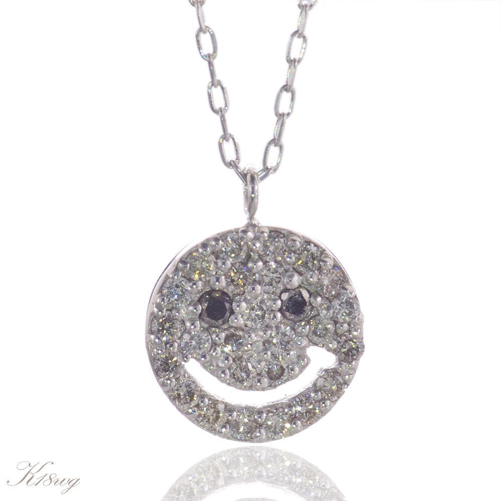 ネックレス レディース K18 18金 ホワイトゴールド スマイルネックレス