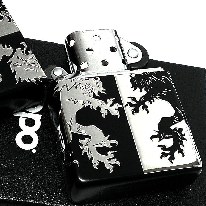 ZIPPO ライター モノトーンライオン ジッポ かっこいい ブラック